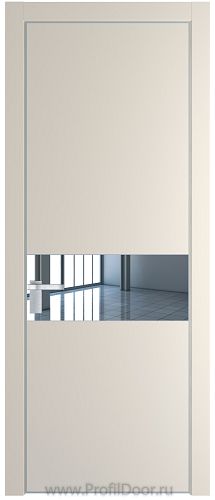 Дверь Profil Doors 17PE цвет Кремовая Магнолия (RAL 120-04) кромка Серебро стекло Зеркало