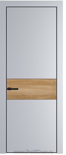 Дверь Profil Doors 17PE цвет Лайт Грей (RAL 870-01) кромка Черный матовый RAL9005 вставка Дуб Карамель