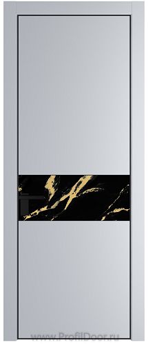 Дверь Profil Doors 17PE цвет Лайт Грей (RAL 870-01) кромка Черный матовый RAL9005 стекло Нефи черный узор золото