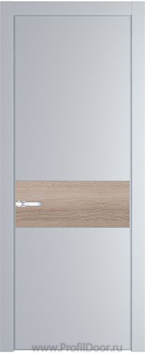 Дверь Profil Doors 17PE цвет Лайт Грей (RAL 870-01) кромка Серебро вставка Дуб Сонома