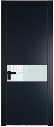 Дверь Profil Doors 17PE цвет Нэви Блу (RAL 7016) кромка Черный матовый RAL9005 стекло Lacobel Белый лак