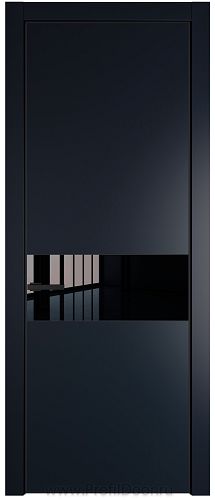 Дверь Profil Doors 17PE цвет Нэви Блу (RAL 7016) кромка Черный матовый RAL9005 стекло Lacobel Черный лак