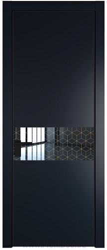Дверь Profil Doors 17PE цвет Нэви Блу (RAL 7016) кромка Черный матовый RAL9005 стекло Лоран узор золото