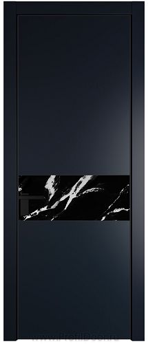 Дверь Profil Doors 17PE цвет Нэви Блу (RAL 7016) кромка Черный матовый RAL9005 стекло Нефи черный узор серебро