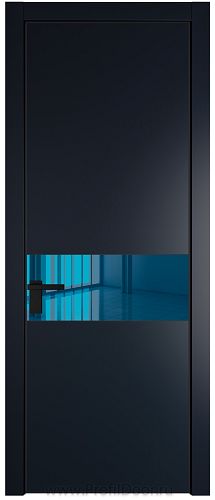 Дверь Profil Doors 17PE цвет Нэви Блу (RAL 7016) кромка Черный матовый RAL9005 стекло Зеркало Blue