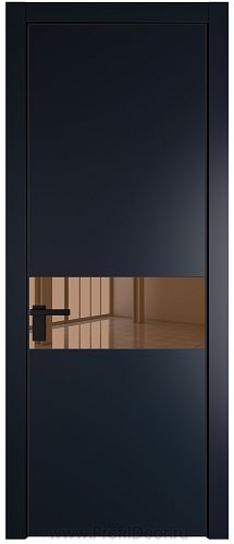 Дверь Profil Doors 17PE цвет Нэви Блу (RAL 7016) кромка Черный матовый RAL9005 стекло Зеркало Bronza