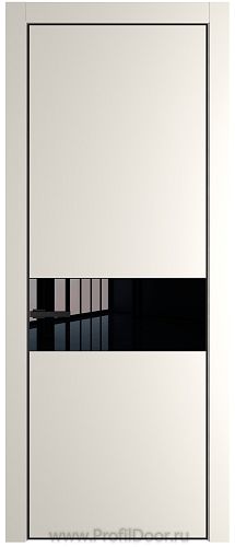 Дверь Profil Doors 17PE цвет Перламутр белый кромка Черный матовый RAL9005 стекло Lacobel Черный лак