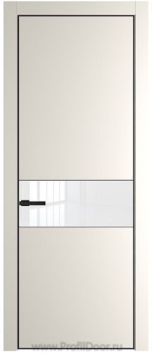 Дверь Profil Doors 17PE цвет Перламутр белый кромка Черный матовый RAL9005 стекло Lacobel лак Классик