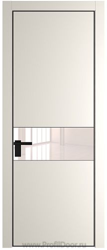 Дверь Profil Doors 17PE цвет Перламутр белый кромка Черный матовый RAL9005 стекло Lacobel Перламутровый лак