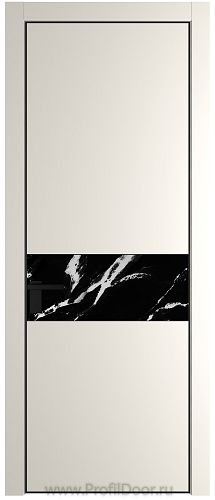 Дверь Profil Doors 17PE цвет Перламутр белый кромка Черный матовый RAL9005 стекло Нефи черный узор серебро