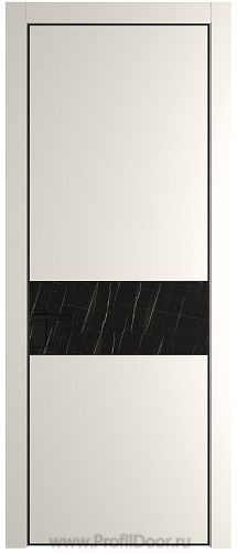 Дверь Profil Doors 17PE цвет Перламутр белый кромка Черный матовый RAL9005 стекло Неро мрамор