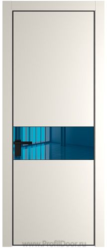 Дверь Profil Doors 17PE цвет Перламутр белый кромка Черный матовый RAL9005 стекло Зеркало Blue