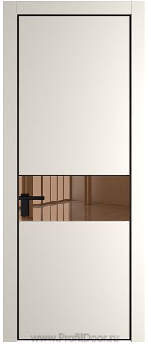 Дверь Profil Doors 17PE цвет Перламутр белый кромка Черный матовый RAL9005 стекло Зеркало Bronza