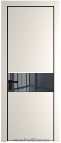Дверь Profil Doors 17PE цвет Перламутр белый кромка Черный матовый RAL9005 стекло Зеркало Grey