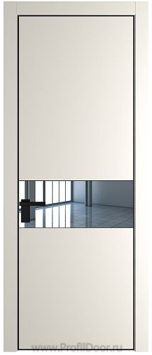 Дверь Profil Doors 17PE цвет Перламутр белый кромка Черный матовый RAL9005 стекло Зеркало