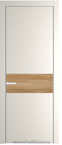 Дверь Profil Doors 17PE цвет Перламутр белый кромка Серебро вставка Дуб Карамель