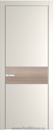 Дверь Profil Doors 17PE цвет Перламутр белый кромка Серебро вставка Дуб Сонома