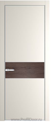 Дверь Profil Doors 17PE цвет Перламутр белый кромка Серебро вставка Дуб Тобакко