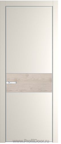 Дверь Profil Doors 17PE цвет Перламутр белый кромка Серебро вставка Каштан Светлый