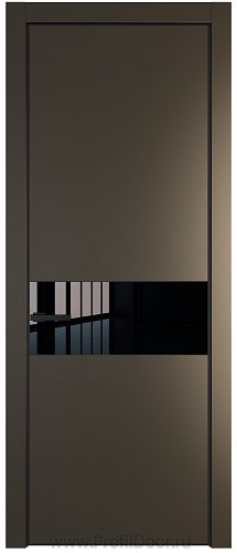 Дверь Profil Doors 17PE цвет Перламутр бронза кромка Черный матовый RAL9005 стекло Lacobel Черный лак