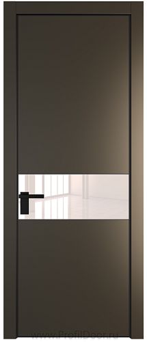 Дверь Profil Doors 17PE цвет Перламутр бронза кромка Черный матовый RAL9005 стекло Lacobel Перламутровый лак
