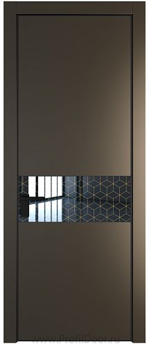 Дверь Profil Doors 17PE цвет Перламутр бронза кромка Черный матовый RAL9005 стекло Лоран узор золото