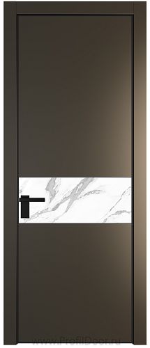 Дверь Profil Doors 17PE цвет Перламутр бронза кромка Черный матовый RAL9005 стекло Нефи белый узор серебро