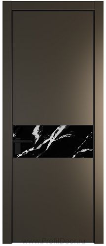 Дверь Profil Doors 17PE цвет Перламутр бронза кромка Черный матовый RAL9005 стекло Нефи черный узор серебро
