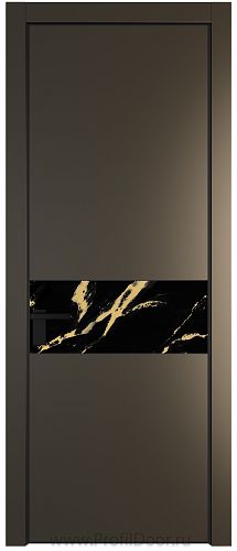 Дверь Profil Doors 17PE цвет Перламутр бронза кромка Черный матовый RAL9005 стекло Нефи черный узор золото