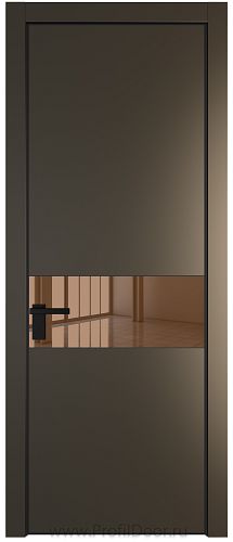 Дверь Profil Doors 17PE цвет Перламутр бронза кромка Черный матовый RAL9005 стекло Зеркало Bronza