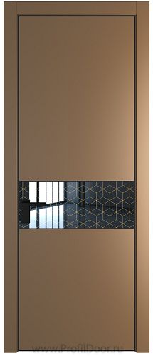 Дверь Profil Doors 17PE цвет Перламутр золото кромка Черный матовый RAL9005 стекло Лоран узор золото