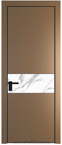 Дверь Profil Doors 17PE цвет Перламутр золото кромка Черный матовый RAL9005 стекло Нефи белый узор серебро