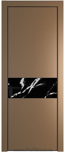 Дверь Profil Doors 17PE цвет Перламутр золото кромка Черный матовый RAL9005 стекло Нефи черный узор серебро