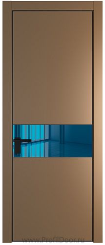Дверь Profil Doors 17PE цвет Перламутр золото кромка Черный матовый RAL9005 стекло Зеркало Blue
