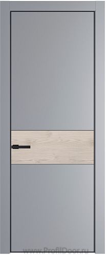 Дверь Profil Doors 17PE цвет Смоки (RAL 870-02) кромка Черный матовый RAL9005 вставка Каштан Светлый