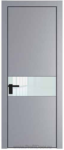 Дверь Profil Doors 17PE цвет Смоки (RAL 870-02) кромка Черный матовый RAL9005 стекло Lacobel Белый лак
