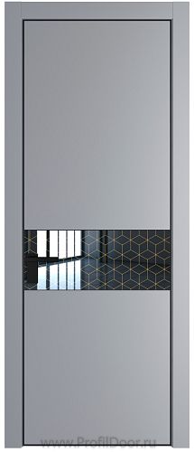Дверь Profil Doors 17PE цвет Смоки (RAL 870-02) кромка Черный матовый RAL9005 стекло Лоран узор золото