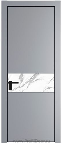 Дверь Profil Doors 17PE цвет Смоки (RAL 870-02) кромка Черный матовый RAL9005 стекло Нефи белый узор серебро