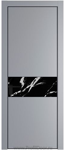 Дверь Profil Doors 17PE цвет Смоки (RAL 870-02) кромка Черный матовый RAL9005 стекло Нефи черный узор серебро