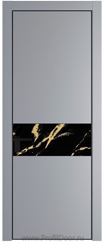 Дверь Profil Doors 17PE цвет Смоки (RAL 870-02) кромка Черный матовый RAL9005 стекло Нефи черный узор золото
