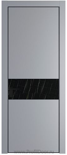 Дверь Profil Doors 17PE цвет Смоки (RAL 870-02) кромка Черный матовый RAL9005 стекло Неро мрамор