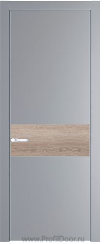Дверь Profil Doors 17PE цвет Смоки (RAL 870-02) кромка Серебро вставка Дуб Сонома