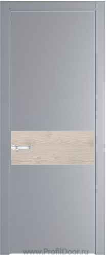 Дверь Profil Doors 17PE цвет Смоки (RAL 870-02) кромка Серебро вставка Каштан Светлый
