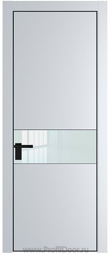 Дверь Profil Doors 17PE цвет Вайт (RAL 110 96 02) кромка Черный матовый RAL9005 стекло Lacobel Белый лак