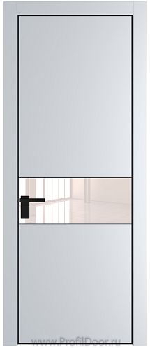 Дверь Profil Doors 17PE цвет Вайт (RAL 110 96 02) кромка Черный матовый RAL9005 стекло Lacobel Перламутровый лак