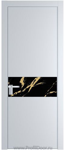Дверь Profil Doors 17PE цвет Вайт (RAL 110 96 02) кромка Серебро стекло Нефи черный узор золото