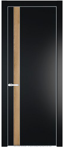 Дверь Profil Doors 18PE цвет Блэк кромка Серебро вставка Дуб Карамель