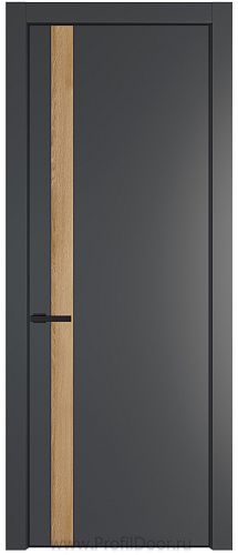 Дверь Profil Doors 18PE цвет Графит (Pantone 425С) кромка Черный матовый RAL9005 вставка Дуб Карамель