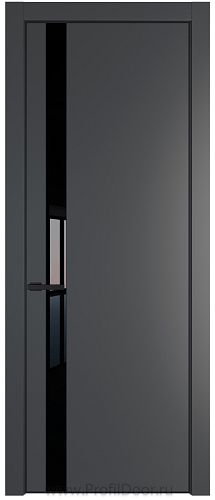 Дверь Profil Doors 18PE цвет Графит (Pantone 425С) кромка Черный матовый RAL9005 стекло Lacobel Черный лак