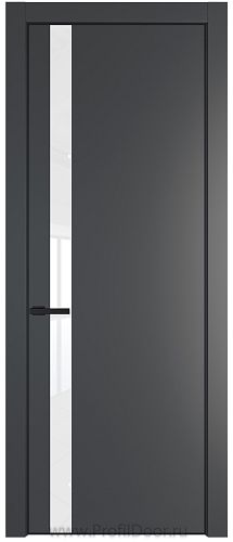 Дверь Profil Doors 18PE цвет Графит (Pantone 425С) кромка Черный матовый RAL9005 стекло Lacobel лак Классик